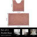 Bathroom Rugs Chenille Bath mat 2 Piece Set, Super Absorbent, Strong PVC Non Slip Backing, Bath mats for Bathroom, Plush Shaggy, Thick, Machine Washable, Bathtub, Toilet.(Deep Pink) size 30*18, 19*19