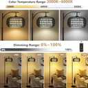 ZECOXOL Arc Floor Lamp with 3 Color Temperatures,Black Floor Lamp with Remote Control, Boho Standing Lamp with Rattan Wicker Shades, Farmhouse Tall Pole Lamp for Living Room Bedroom