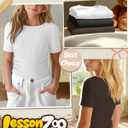 3 Pack Girls Short Sleeve Cute Shirts | Ribbed Knit, Crew Neck, Slim Fit, Summer, Basic, Soft, School Outfit, Trendy, Ages 5-14, Solid Colors, Versatile Styling