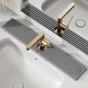 Stone Faucet Mat for Kitchen Sink, Diatomite Drying Stone Tray & Sink Protector, Water-Absorbing Splash Guard, Prevent Moisture on Kitchen & Bathroom Counter (Dark Gray,23.6" x 3.9")