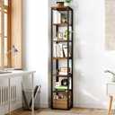 Narrow Bookshelf, 7 Tier Tall Bookshelves with Adjustable Shelves, DIY Stackable Bookshelf, Shelf Storage Organizer for Small Space, Living Room, Office, Study, Entryway, Industrial, Rustic Brown, 11.8"D x 13.2"W x 71.3"H