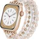 VISOOM Beaded Boho Bracelet For Apple Watch 10 Se(2nd Gen) Bands Women 42mm 41mm 40mm 38mm, Pearl Wrap For Cute Stretchy Fancy Apple iWatch iPhone Series 10 Se 9 8 7 6 5 4 3 2 1 Watch Straps Band (Champagne Gold)