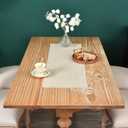NEWISHER Farmhouse Rustic Table Runner Solid Beige Rectangular Table Runners Faux Linen Table Runner for Everyday Use Kitchen Dining Party Table 13x36 Inch