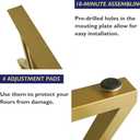 Metal Industrial Gold Dining Modern Table Legs 28 inch Desk Legs Base Cast Iron Welding Wrought Iron Coffee Table Bench Legs Night Stand Office Table Triangle Shape Black DIY 28" H x19.7W (2 pcs)
