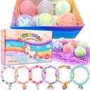 Unicorn Bath Bombs with Surprise Inside for Kids Girls, Bath Bombs Surprise Birthday Gifts Unicorn Gifts for Kids Girls with Jewelry Toys Inside (3 pieces only)