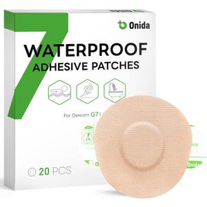 Onida Dexcom G7 Adhesive Patches 20PCS,Waterproof Over Patches for G7 & Stelo Flexible CGM Tape,Pre-Cut Adhesive Medical Tape, Continuous Glucose Monitor Sensor Cover