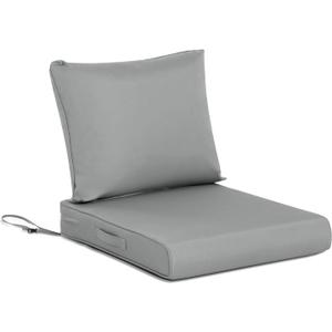 BPS 21 x 21 Inch Outdoor Chair Cushion Set, Fade-Resistant and Water-Resistant Solution-Dyed Polyester Fabric Patio Deep Seat Cushion with Removable Cover and Straps for Outdoor/Indoor Use