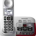 Panasonic 1 Handest Amplified Cordless Phone with Slow Talk, 50dB Volume Boost, 112dB Lound Visual Ringer, Hearing Aid Compatibility, Large Screen and Backlit Keypad - KX-TGM450S (Silver)