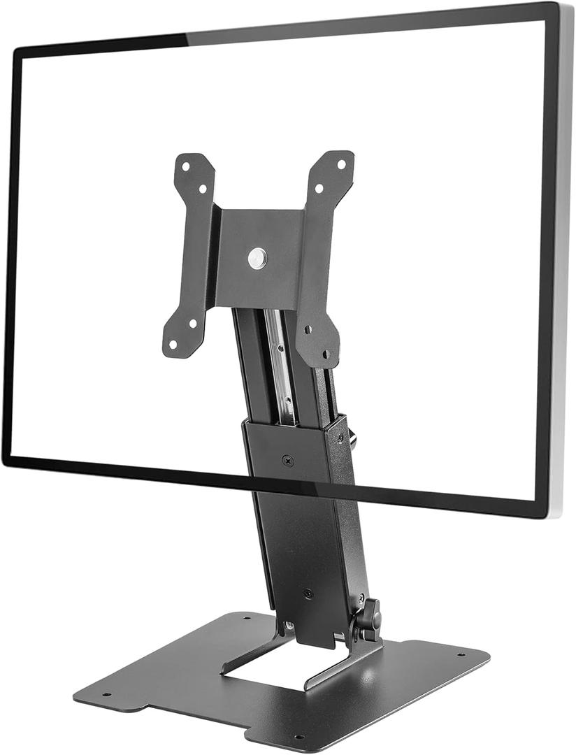 Folding Monitor Stand - Height Adjustable Vesa Monitor Stand, Tilt, Rotation Free Standing Low Profile Desk Mount for Single Monitor up to 28 inch Screens Upgrade WS-03T