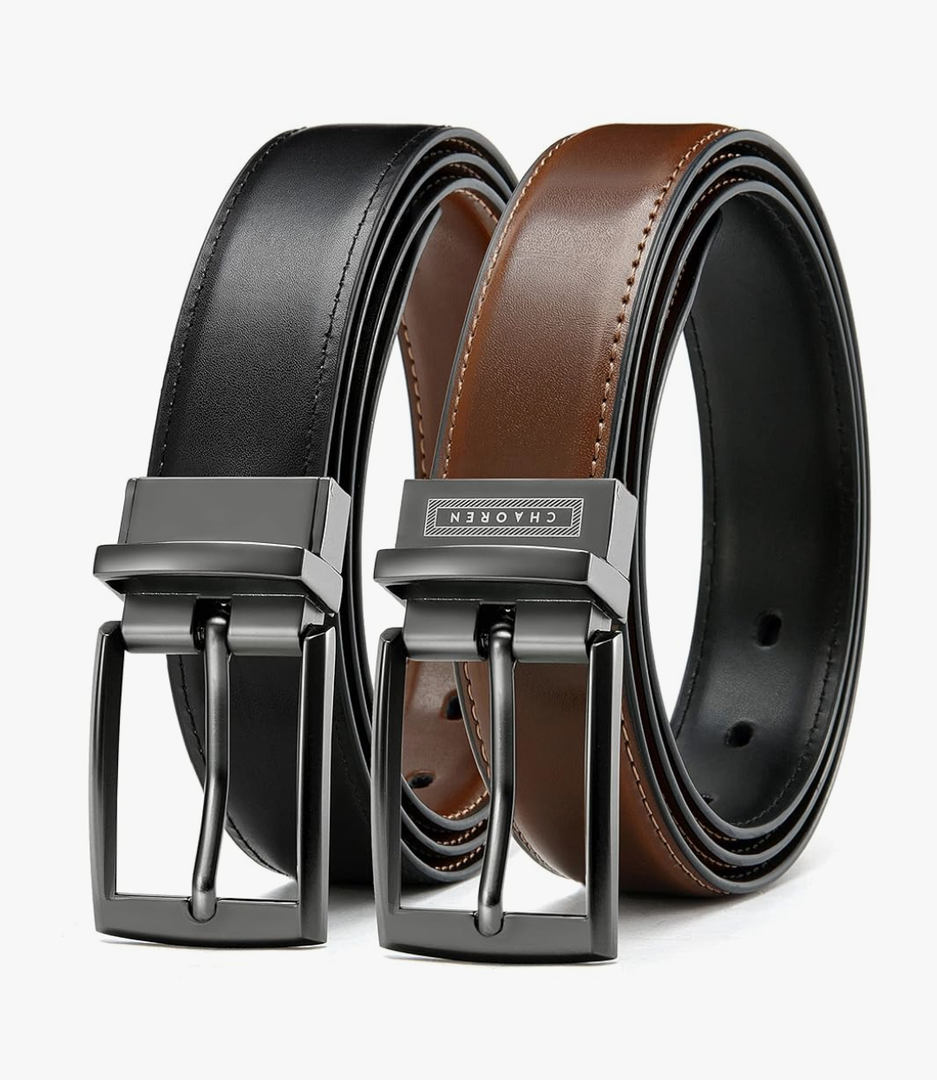 CHAOREN Boys Belt, Most Size Kids 1 1/4" Dress Reversible Belt for Youth - One Leather Belt Two Style, size Medium