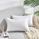 Oubonun 12 x 20 Lumbar Pillow (Set of 2) - 100% Cotton Cover - Rectangle Square Sofa Pillow Inserts - Decorative Pillow Pair - White Couch Pillow