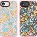 for iPhone 16 Case Cute - Durable Shockproof 6.6 ft Drop Impact Phone Case - Funny Blue Spring Design (6.1") Glitter Pink