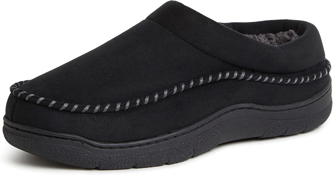 Dearfoams Men's Thompson Memory Foam Indoor/Outdoor Clog Slipper (11-12, Black)