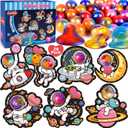 28 Pack Valentines Day Gifts for Kids, Galaxy Slime with Greeting Cards Stress Relief Fidget Set for Kids, Valentine's Day Classroom Exchange Prizes Valentine School Party Favor Gifts