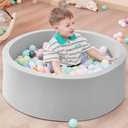 Zmarthumb Foam Ball Pit for Toddlers, Baby Ball Pits, Soft Round Ball Pool, Easy to Clean or Install, Ideal Gift for Babies Infants Indoor and Outdoor Game(Grey), Balls Not Included