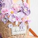 Floroom Mini Artificial Flower Heads Lavender & Purple Fake Peony Daisy Rose Multicolor Small Faux Silk Flower Heads for Cake Craft Garland Wedding Party Graduation Cap DIY Home Decoration, 0.8"-3.6"
