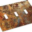 Rust Old Rusty Copper Rustic 3 Gang Light Switch Cover Decorative Triple Toggle Wall Plate Electrical Faceplate Switch Plug Face Plate