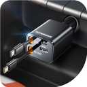 SUPERONE Retractable Car Charger, 69W Car Charger USB C Fast Charging with Dual Type C Cables, Car Accessories Charger Adapter Compatible with iPhone 17/16/15/14/13/12 Series, iPad, Galaxy, Pixel