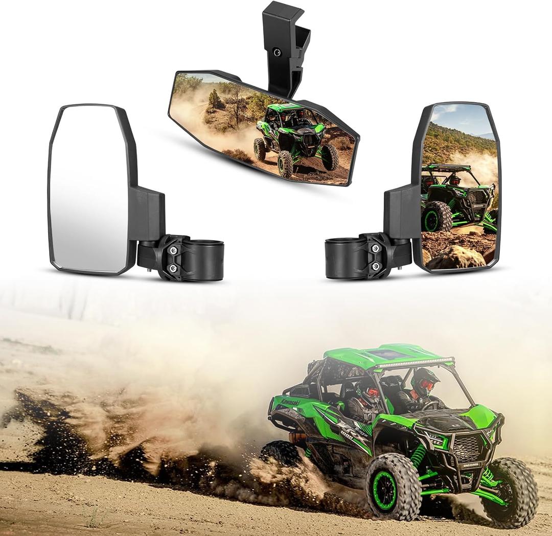 KIWI MASTER Rear View Center & Side Mirrors for Kawasaki Teryx KRX 1000 Accessories Adjustable Folding Rear View Racing Mirror 99994-1175
