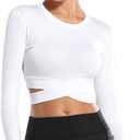 DREAM SLIM Short Sleeve Crop Tops for Women Tummy Cross Fitted Yoga Running Shirts Gym Workout Cropped Tank Tops (White)