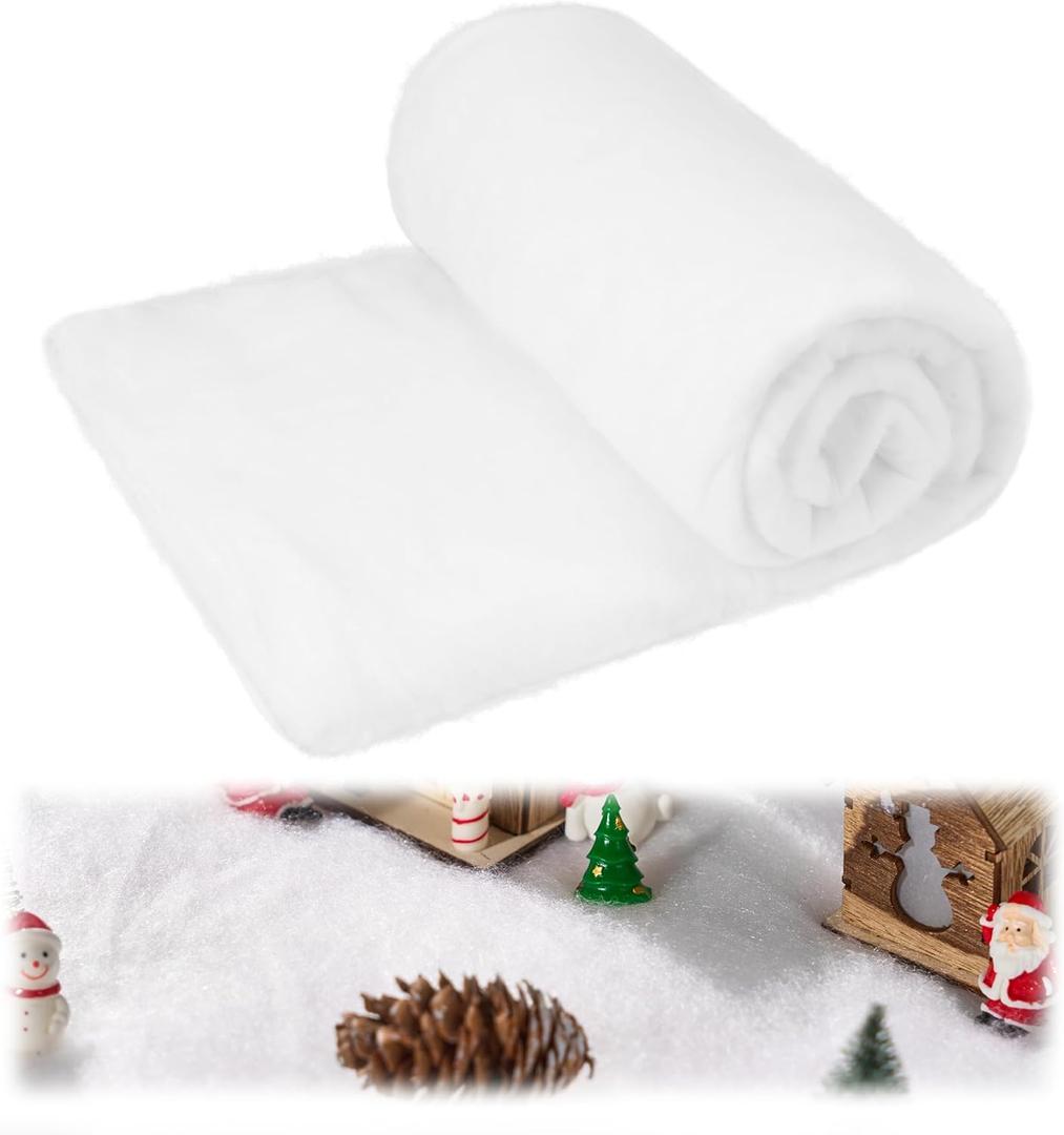 JOYIN Christmas Snow Blanket Roll (3x8 Ft,4 Pcs) for Christmas Decorations, Village Displays, Under The Xmas Tree-Thick White Soft and Fake Snow Cover for Holiday Decor and Winter Displays