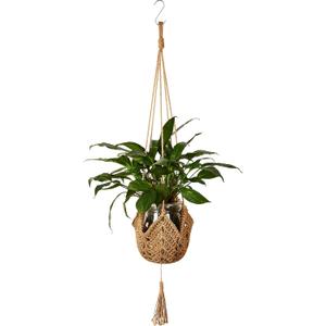 Shappy 1 Pack Jute Crochet Long Plant Hanger for 3 Inch to 12 Inch Pots, Macrame Plant Holder Rope with S Shaped Hooks for Halloween Home Decor (Brown)