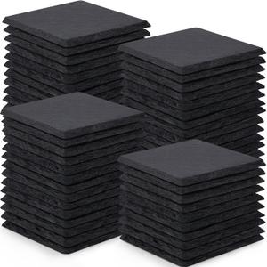 60 Pieces Slate Drink Coasters, GOH DODD 4 Inch Black Coasters Stone Coaster Set, Laser Engraving Blanks with Anti-Scratch Bottom for Home Office Kitchen Housewarming Gifts Wedding Party, Square