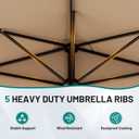 AreShark 9FT Half Patio Umbrella, Outdoor Wall Umbrella with Crank & 5 Sturdy Ribs, Table 1/2 Umbrella Patio for Garden, Deck, Balcony and Pool, Beige