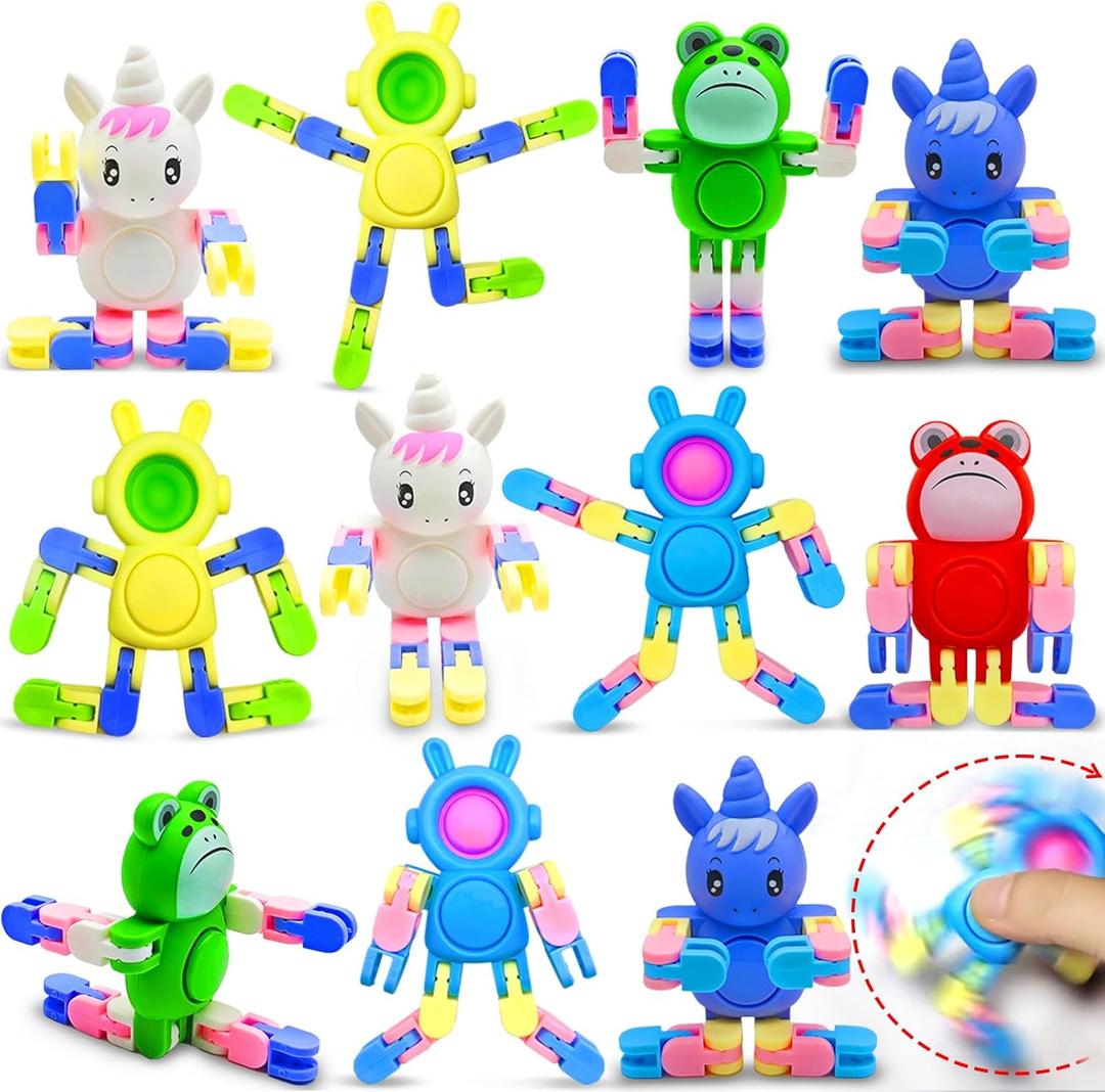 12 Pack Fidget Spinners Toys Transformable Animal Bunny Unicorn ,Stress Relief Sensory Toys for Boys Girls Toddler Teens Party Favors for Kids Goodie Bag Stuffers Filler Birthday Gifts Travel Toys