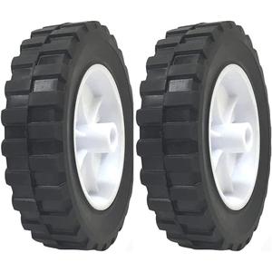 2 Pack - 6" x 1.5" Solid Rubber Flat Free Tire Hand Truck Plastic Wheel -  1/2" Axle Hole - 70 lbs Capacity