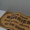 Leave Your Shoes and Worries 30"x17" Large Funny Welcome Mat for Indoor/Outdoor Entrance, Stylish Door Mat with Non-Slip Rubber Backing, Perfect for Front Door 'Please Take Off Your Shoes' Door Mat