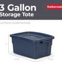Rubbermaid Roughneck Tote 3 Gal, 6 Pack, Made in USA, Dark Indigo Metallic, Rugged Plastic Stackable Storage Bins with Lids and Handles