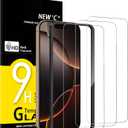 NEW'C 3 Pack Designed for iPhone 17, 17 Pro, iPhone 16 Pro Screen Protector (6.3 inches), Enhanced Tempered Glass Protection with easy installation tool included,Case Friendly Ultra Resistant (Transparent)