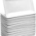 Irenare 20 Pcs 8 Inch Rectangular Salad Plates White Rectangular Porcelain Dessert Plates Appetizer Serving Tray Porcelain Platters for Fruit Sushi Dinner Parties, Microwave, Oven Safe