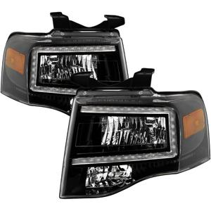 Spyder (xTune) Ford Expedition 2007-2014 Headlights with Light Bar -Black