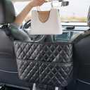 braxan Car Purse Holder Between Seats, Large Capacity Purse Holder for Car, Storage Bag for Backseat Pet Kid Barrier, Universal for SUV, Truck, RV (Black)