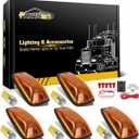 Partsam 5X 264159AM 5-5050-SMD T10 194 Amber LED Cab Marker Roof Running Lights + Wiring Pack Compatible with C1500 C2500 C3500 K1500 K2500 K3500 1988-2002 Pickup Trucks
