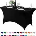 Spandex Table Cover for 4FT or 6ft or 8ft Table Universal Fitted Stretch Tablecloth for Party, Banquet, Wedding and Events-Black (48" x 30" (Square))