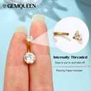 GEMQUEEN Moissanite G23 TItanium Belly Button Ring 18K Gold Plated Hypoallergenic Internally Threaded Belly Rings 14G Navel Piercing Jewelry For Women Men D Color VVS1 Clarity Brilliant Cut