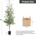 Artificial Eucalyptus Tree 6FT, Faux Eucalyptus Trees with Woven Basket & Natural-Looking Wood Trunk, Lush Realistic Leaves, Maintenance-Free Fake Eucalyptus Plants for Indoor Home Office Decor