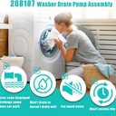 Upgraded 280187 8181684 Front Load Clothes Washer Drain Pump Filter Assembly, 120V 60Hz 0.70W 0.95A, 1200164 Drain Pump Compatible with Whirlpool Duet Maytag Epic Kenmore HE Front Load Washers