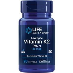 Life Extension Low Dose Vitamin K2 Supports Arterial Health Non-GMO, Gluten-Free 90 Softgels