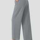 EZRUN Women's Flowy Wide Leg Travel Palazzo Pants with Zip Pocket Grey
