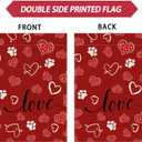 2 x Red Love Heart Dog Paw Print Valentines Day Garden Flag Yard Flag 12x18 Inch Double Sided Small Mini Yard Outdoor Outside Holiday Decoration