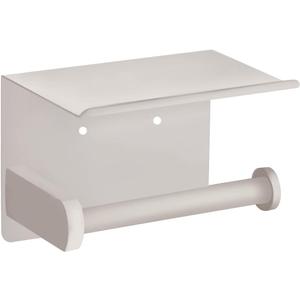 VAEHOLD Self Adhesive Toilet Paper Holder with Phone Shelf SUS 304 Stainless Steel Wall Mounted Toilet Paper Roll Holder - Rustproof and Bathroom Washroom Tissue Roll Holder with Shelf -Beige