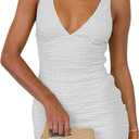 Summer Bodycon Dresses for Women Sexy Deep V Neck Short Dress (M)