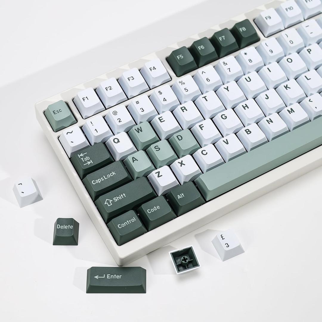 Botanical PBT Double Shot Keycap Set,174 Keys Green Keycaps Cute Keycaps 60 Percent Cherry Profile Key caps for 61/64/68/84/87/100/104/108 Mechanical Keyboard