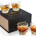 KANARS Whiskey Glasses for Men, 9 Oz Crystal Bourbon Glass Set of 4, Old Fashioned Rocks Barware for Scotch Cognac Vodka Cocktail Rum, Whisky Gifts Set for Valentine's Day Birthday Retirement