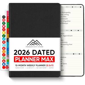Dated, 2026 Planner, 8.5" x 11" - The Productivity Planner to Achieve Your 2026 Goals - Planner 2026-2027 by PRODUCTIVITY STORE (A4, BLACK)