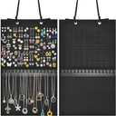Kovpnor Hanging Earring Holder Organizer, Upgraded Wall Jewelry Organizer Storage for Earrings, Necklaces, Bracelets and Ankles, Premium Black Earring Display Hanger for Women & Girls